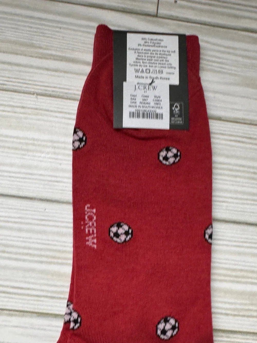 J.Crew Football Pattern Crew Style Red Patterned Crew Socks New with Tag